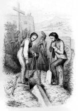 Pohřeb A. F. Oroboniho, který zemřel v žaláři na Špilberku. Silvio Pellico. Repro z publikace "Mes Prisons", Paris 1844, s. 196.