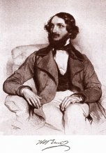 Heinrich Wilhelm Ernst v dobách svého mládí a slávy. Foto - pozvánka na benefiční koncert - Návrat H. W. Ernsta Brnu.