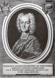 Wolfgang Hannibal Schrattenbach po roce 1712. Zdroj: Alena Jakubcová a kolektiv, Česká divadelní encyklopedie - Starší divadlo v českých zemích do konce 18. století: osobnosti a díla, Praha 2007, s. 550.