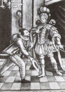 Joseph Anton Stranitzky jako Hanswurst. Zdroj: Alena Jakubcová a kolektiv, Česká divadelní encyklopedie - Starší divadlo v českých zemích do konce 18. století: osobnosti a díla, Praha 2007, s. 581.