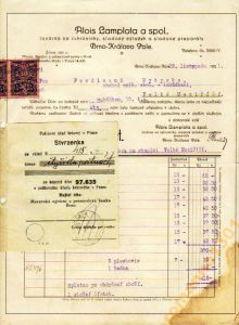 Poděkování továrny Aloise Lamploty a spol. za udělení zakázky panem Ferdinandem Kyksykou. Zdroj: http://aukro.cz/ucet-a-lamplota-cukrovinky-slad-brno-1921-i1657415224.html#gallery.