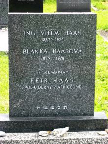 Symbolický náhrobek Petra Haase na Židovském hřbitově v Brně. Fotografii poskytl pan Dalibor Fiala, děkujeme.