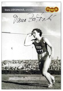 Pohlednice s fotografií Dany Zátopkové. Zdroj: http://www.sportgym-ostrava.cz.