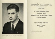 Oznámení o úmrtí Zdeňka Koželuhy. Zdroj: Archiv MU, B23 Adolf Kellner, i.č. 10, kr. 3.