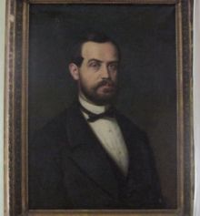 Jindřich Dvořák na obraze podepsaném malířem Janem Hrdinkou s letopočtem 1873. Fotografii poskytl pan Rudolf Březina, děkujeme.