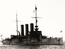 Pancéřový křižník S.M.S. Sankt Georg, kam byl Otokar Kočiřík na počátku 1. světové války zařazen. Fotografii pro naši encyklopedii věnoval pan Jiří Novák, děkujeme.