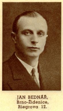 Jan Bednář. Zdroj: Album bývalých příslušníků a zakladatelů 6. střeleckého Hanáckého pluku, Olomouc 1938.